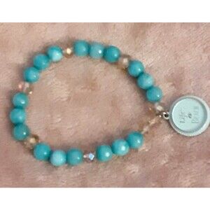 Beachy blue clear beaded stretch bracelet life's a beach charm